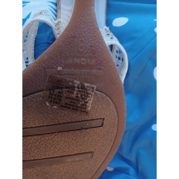 Fioni White Lace Bow Strappy Wedge Sandals Synthetic Women's Size 8 Summer - Picture 3 of 3